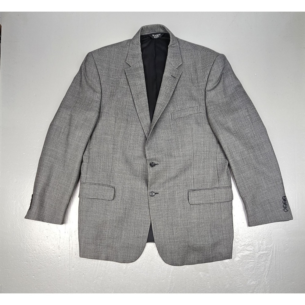 Jos A Bank Traveler's Collection Blazer Mens 46 Gray Micro Check 100% Wool